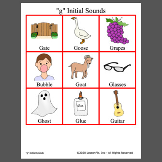 g/ Initial Sound Position